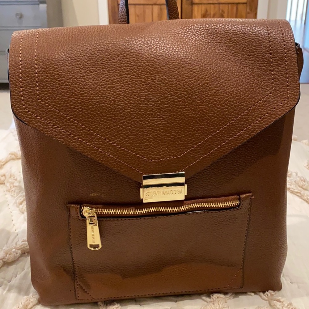 Steve Madden Camel Leather Backpack